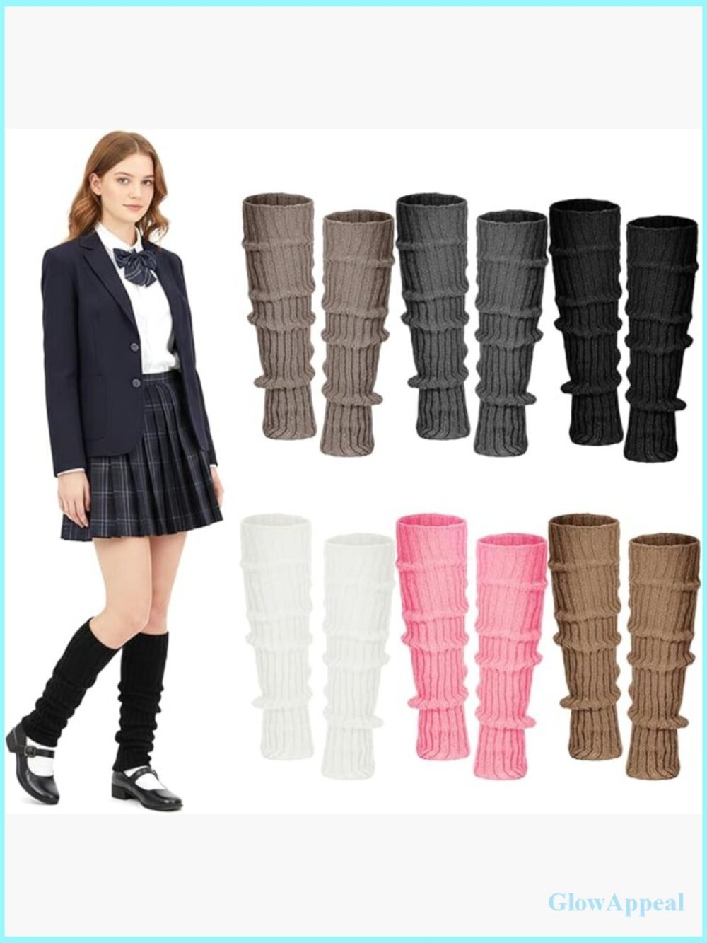 Ribbed Knitted Full Length Leg Warmers Set of 6 Yoga Ballet